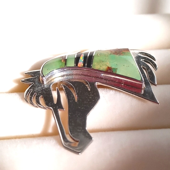 VINTAGE NATIVE AMERICAN INLAY HORSE PIN/PENDENT - Picture 2 of 5